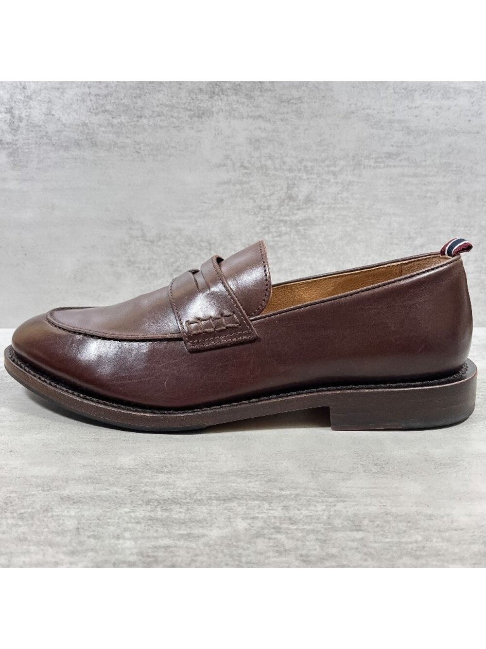 J Crew Oar Stripe Italian Leather Penny Loafers - Men's Size 9 D - Brown